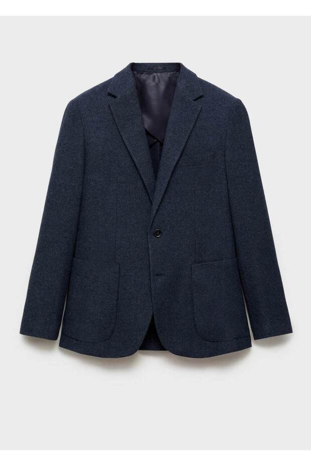 Dar kesim yün karışımlı blazer ceket - 3