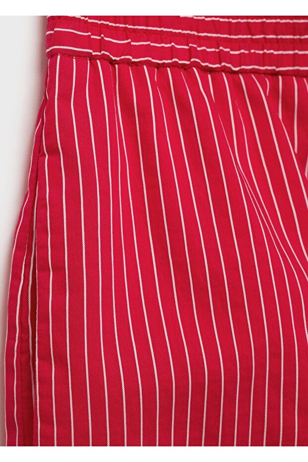 Çizgili pamuk karışımlı şort - 5