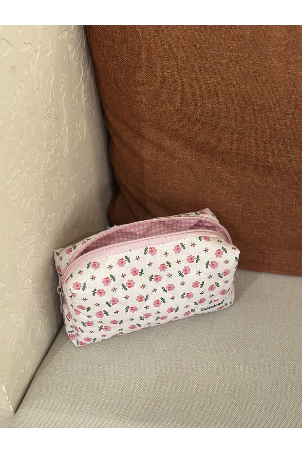 Tiny Pink Flower Patterned Pencil Bag - 3