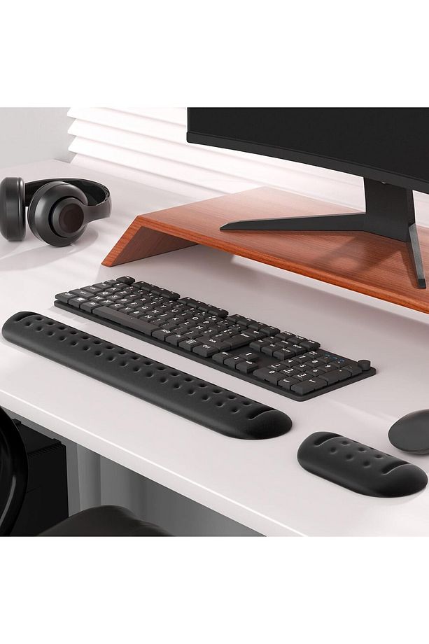 Klavye ve Fare Bilek Desteği Seti, Memory Foam, Ergonomik Bilek Pedi, Kaymaz Tabanlı Ağrı Giderici - 7
