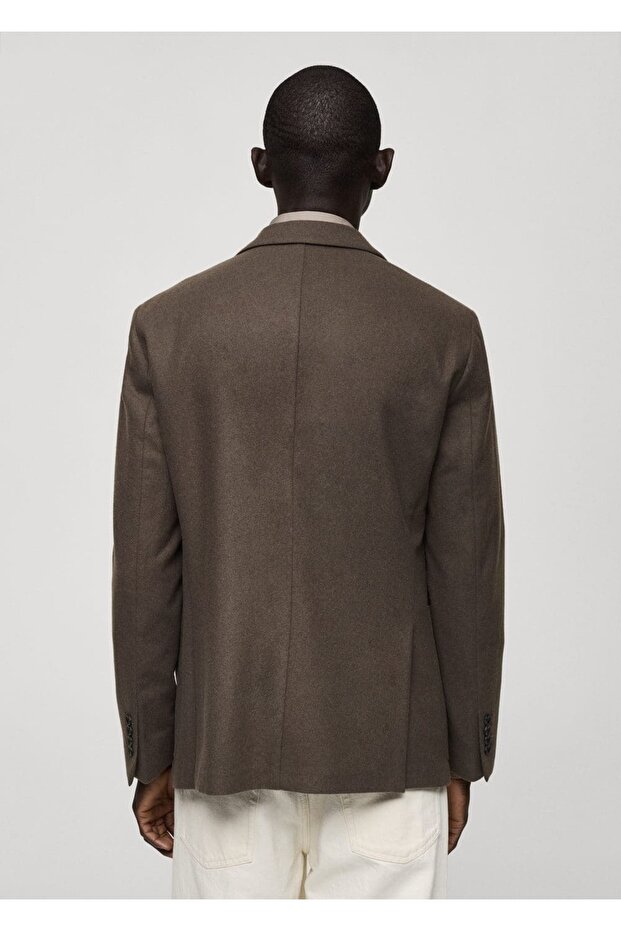 Slim Fit Wool Blend Blazer Jacket - 4