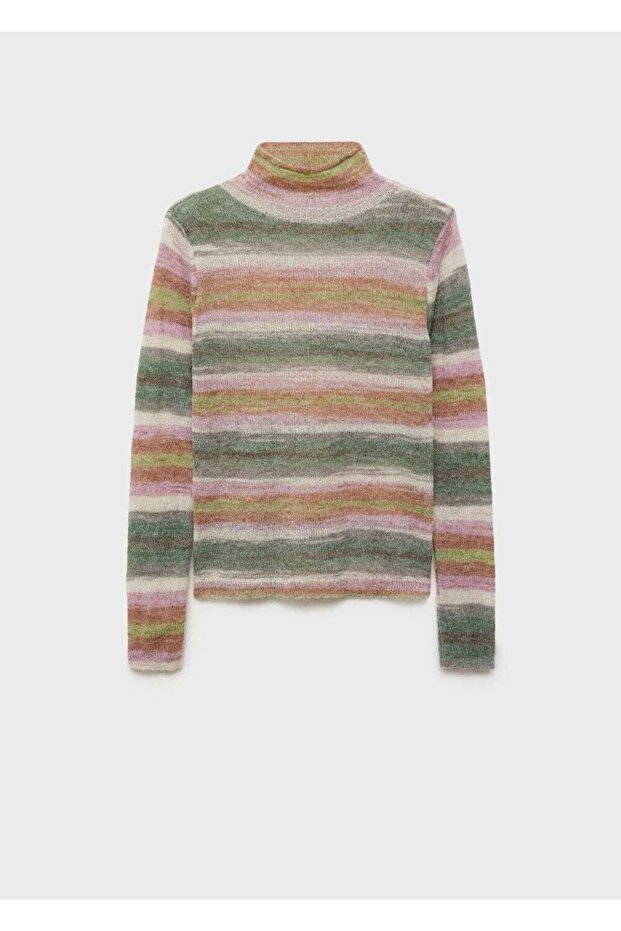 Gestreifter Pullover mit Stehkragen - 3