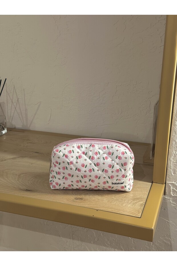 Tiny Pink Flower Patterned Pencil Bag - 8