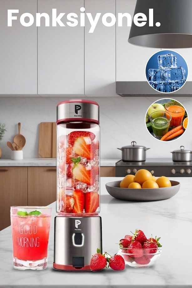Şarjlı 6 Bıçaklı Paslanmaz Çelik Buz Kırabilen Kişisel Blender (450 Ml ) - 1