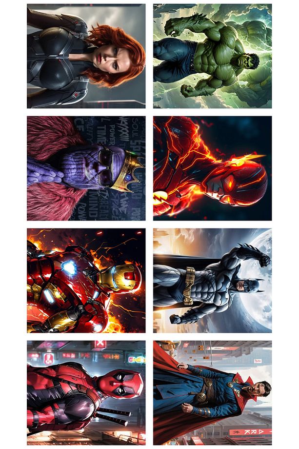 Avangers 8'li Sticker Hulk Thanos BlackWidow Batman Spiderman Ironman Dr.Strange - 1