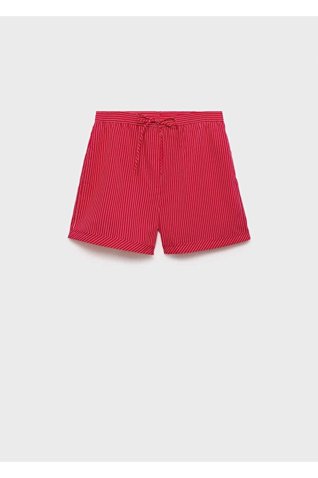 Çizgili pamuk karışımlı şort - 3