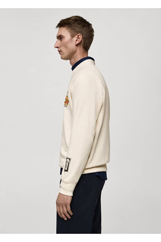 Grafik desenli pamuklu sweatshirt - 5