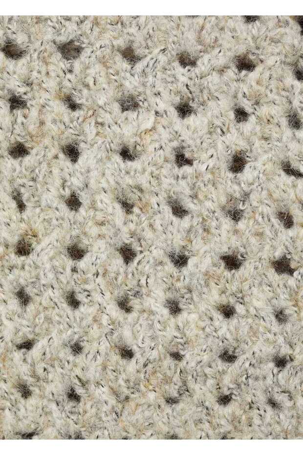 Openwork Knitted Polo Collar Sweater - 6