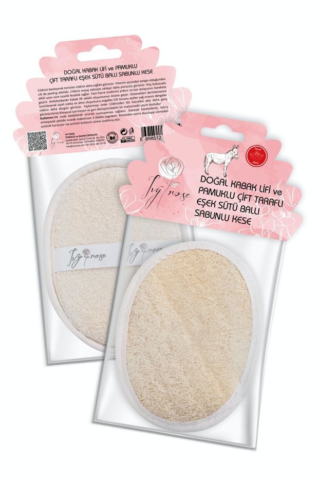 Soap Pouch with Donkey Milk, Honey, Natural Pumpkin Fiber and Cotton