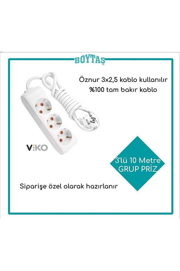 3'LÜ GRUP PRİZ / ÖZNUR 3* 2.5 KABLO KULLANILIR / FIRIN VE ISITMA İÇİN ÖZEL HAZIRLANIR / 10 METRE - 1