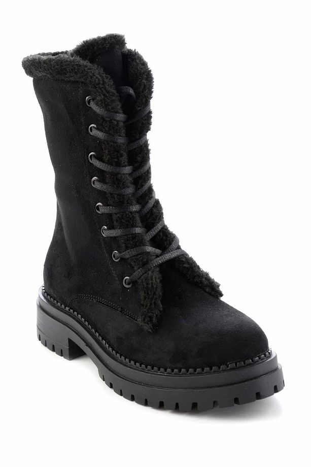 Siyah Süet Kadın Bot & Bootie K02534500002 - 3