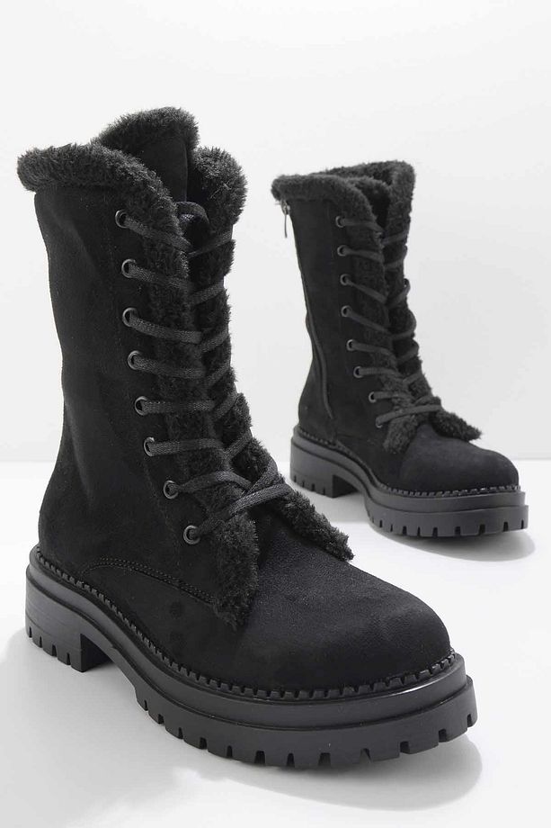 Siyah Süet Kadın Bot & Bootie K02534500002 - 1