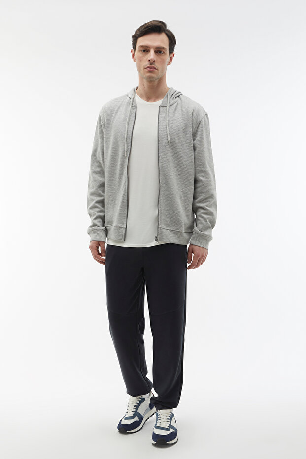 KAPÜŞONLU FERMUARLI SWEATSHIRT - 1