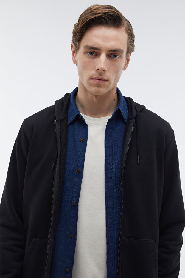 KAPÜŞONLU OVERSIZE FERMUARLI SWEATSHIRT - 3