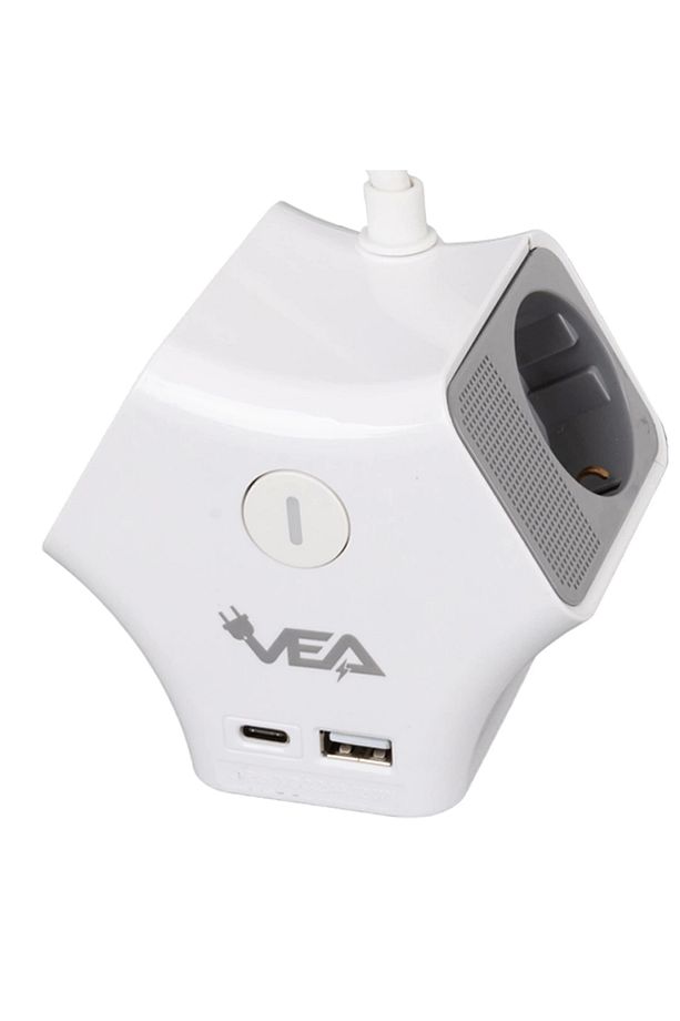 Vea 2 Adet Usb 1 Adet Type-c Girişli 3680 Watt 16 Amper 1.5 Metre Kablolu Anahtarlı Çoklu Priz Golya - 1