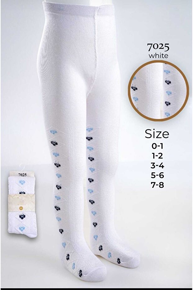 Children's Heart Patterned Cotton Panty Stockings