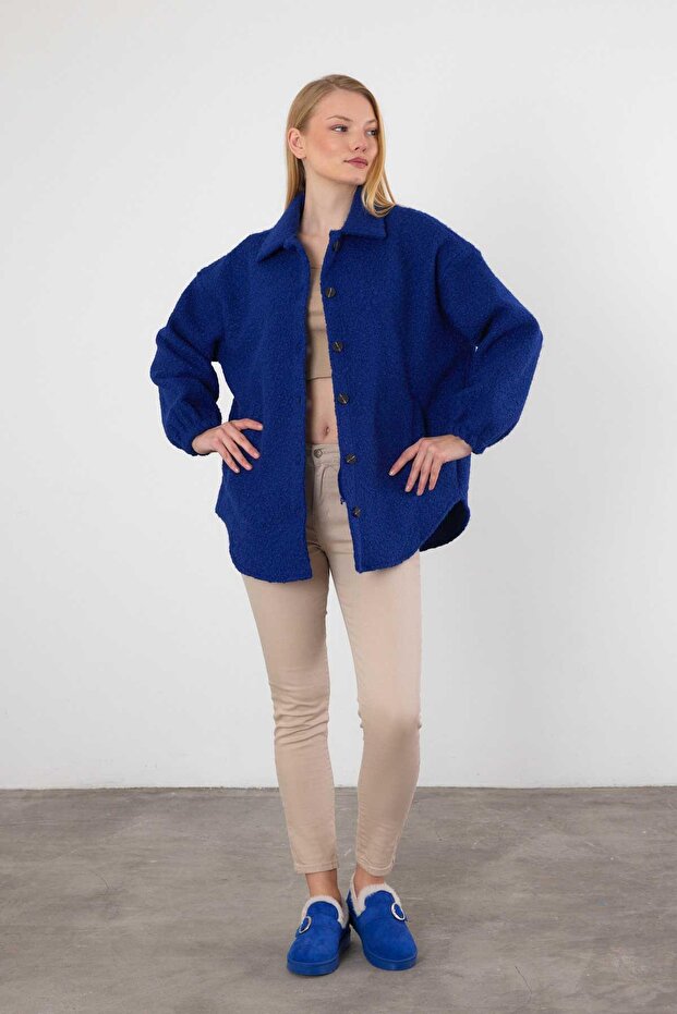 3014A ساكس قميص طية صدر السترة سترة بأزرار - 2