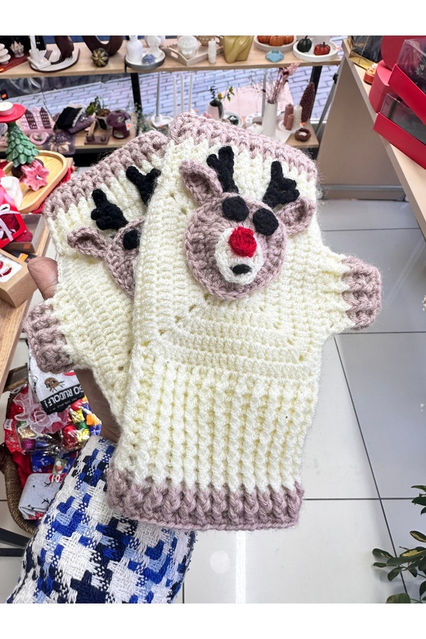 Yılbaşı Geyik Model El Yapımı Eldiven - 3