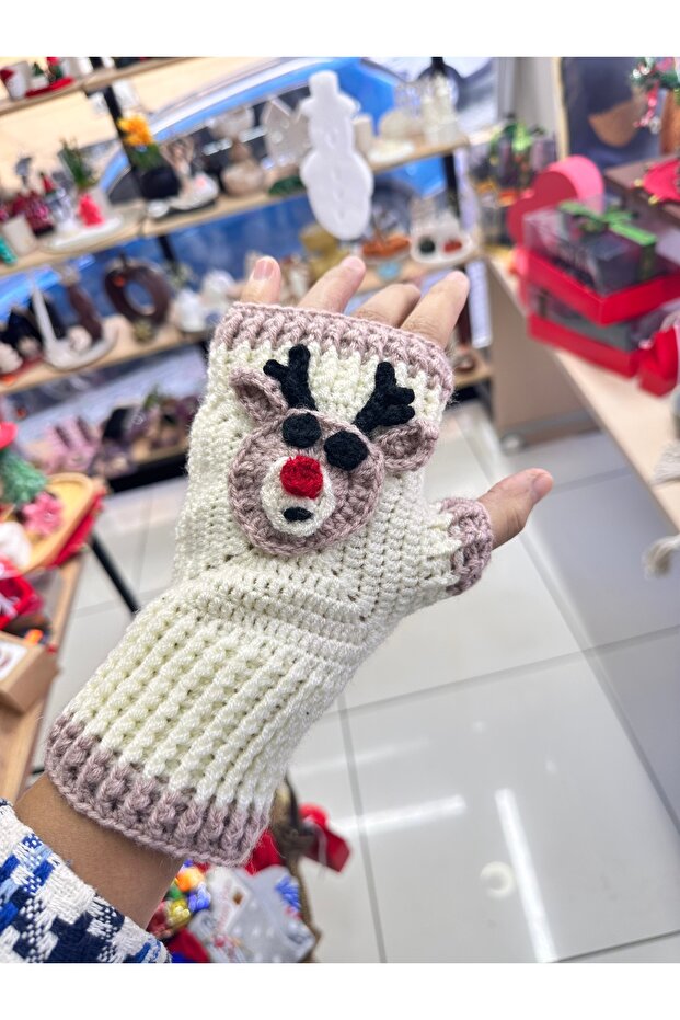 Yılbaşı Geyik Model El Yapımı Eldiven - 1