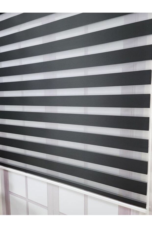 Siyah Bambu Düz Zebra Stor Güneşlik Perde - 3