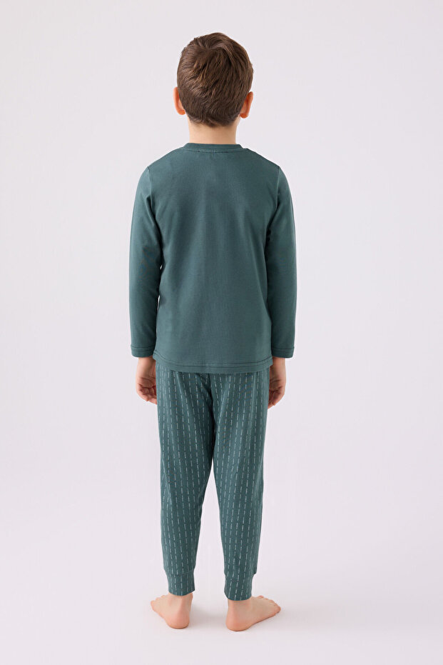 طقم بيجامة للأولاد باللون الأزرق - 5