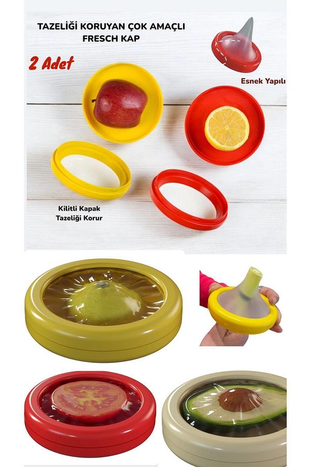 2 Adet Buzdolabı Için Yarım Meyve Kabı Soğan Sebze Limon Koruma Kutusu Fresh Kap Emzik Kutusu - 9