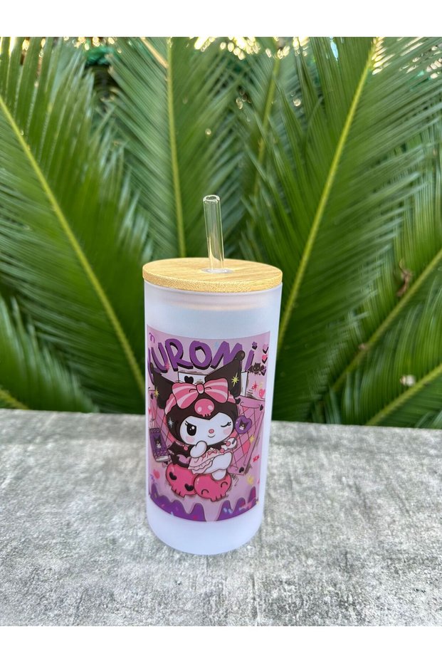 Kuromi Glass Glass with Straw