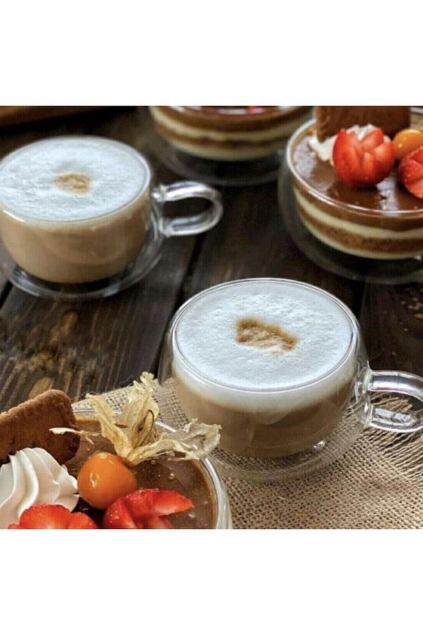 120Ml Çift Çidarlı Cam Espresso ve Kahve Fincanı 4 Adet - 1