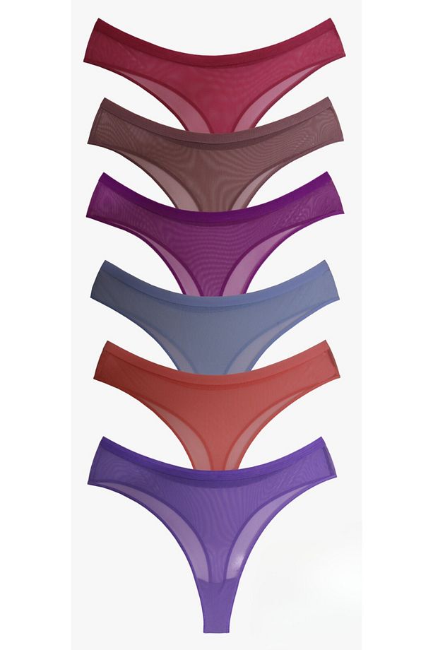 Fiora Transparan Dikişli Renkli 6'lı String Tanga Külot - 3