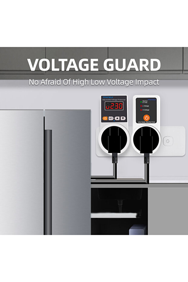 Display Adjustable EU Plug Voltage Protector Socket AC 220V Adjustable and Fixed 16A Voltage Protect - 5