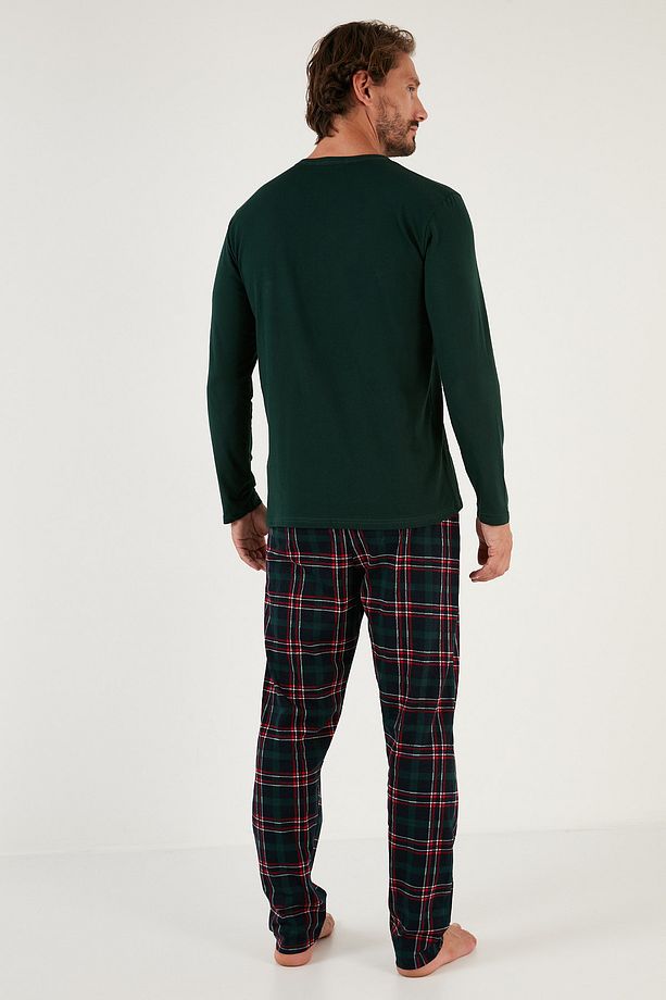 Ekoseli Cepli Beli Lastikli % 100 Pamuk Regular Fit Pijama Takımı Erkek Pijama Takımı 657200 - 6