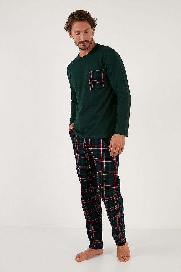 Ekoseli Cepli Beli Lastikli % 100 Pamuk Regular Fit Pijama Takımı Erkek Pijama Takımı 657200 - 3