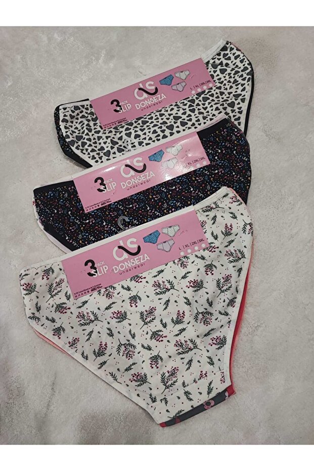 Patterned Empire Pattern Panties Bikini Model Slip Basic 3 Pack - 3