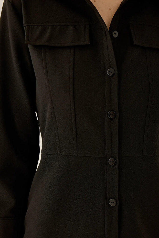 Gömlek Yaka Mini Elbise - 3