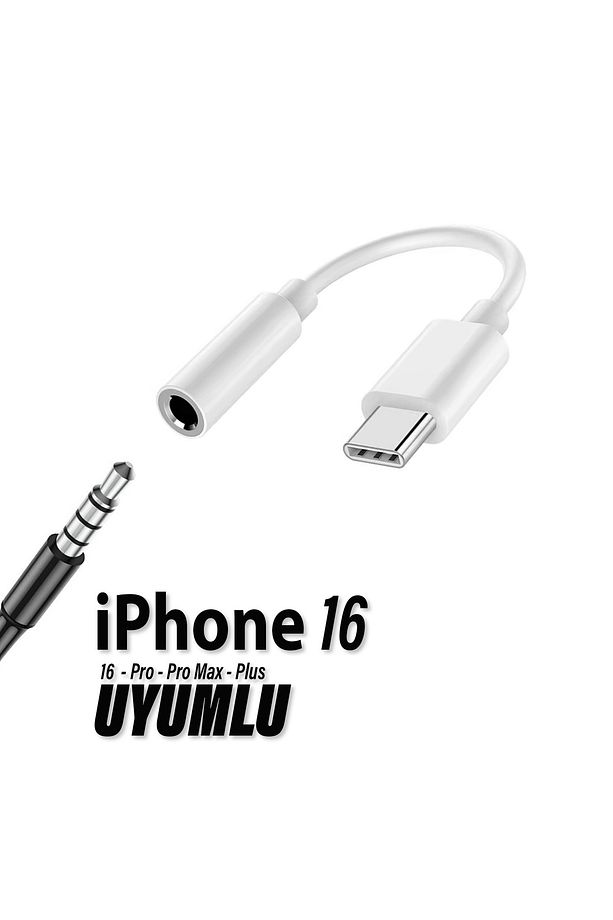 iPhone 16-16 PLUS-16 PRO- 16 PRO MAX Kulaklık Dönüştürücüsü Type-C Çevirici Aparat - 1