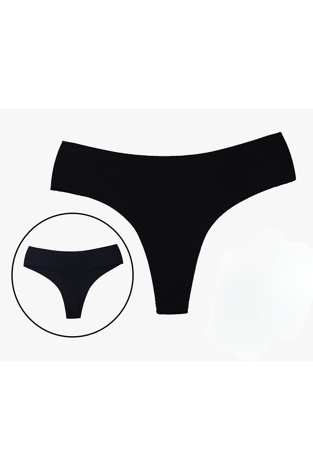 LUST Mikro Lazer İz Yapmayan Pamuklu Siyah ve Ten Renkli String Tanga Külot - 4