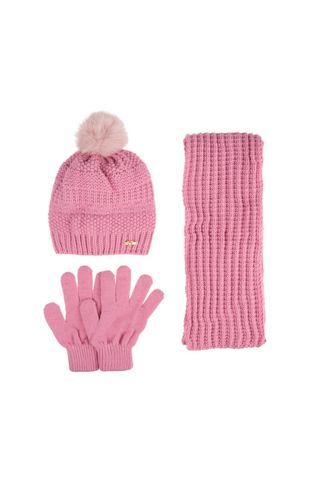 9-15 Years Old Waitress 3-Piece Set: Girls' Scarf, Gloves, and Hat Set with Fleece Inside