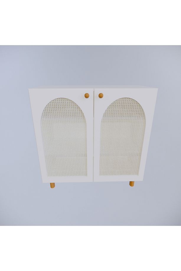 MDF Bohem Dolap-(Mdf 2 Kapaklı Beyaz Hazeranlı)-(Beyaz)-(90 Cm Genişlik)-(Yuvarlak Ayaklı) - 6