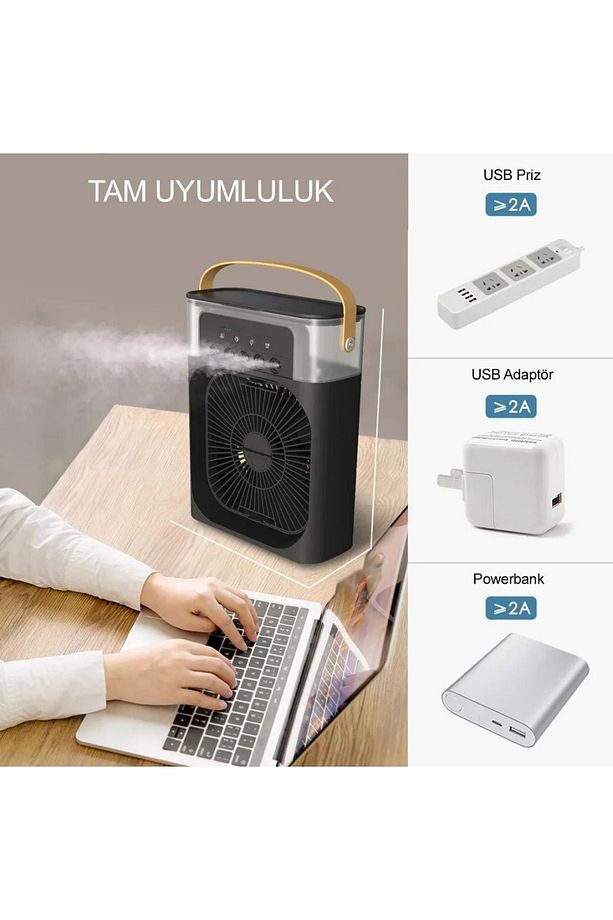Yeni Işıklı Klima 600ml Vantilatör Buzlu Buharlı Mini Klima Mini Fan Buzlu Fan Glr - 6