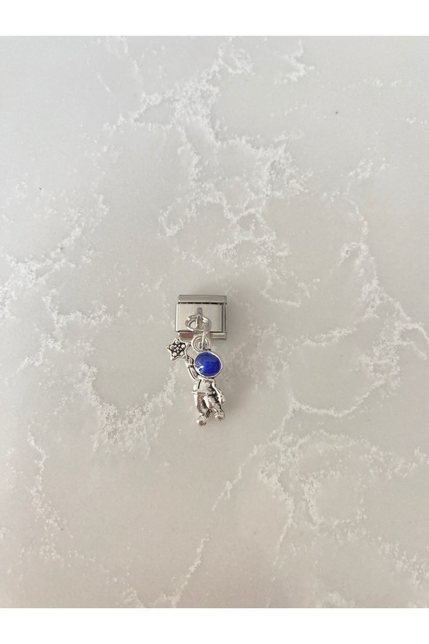 Stainless Steel Italian Charm Bracelet with Astronaut and Star Figure