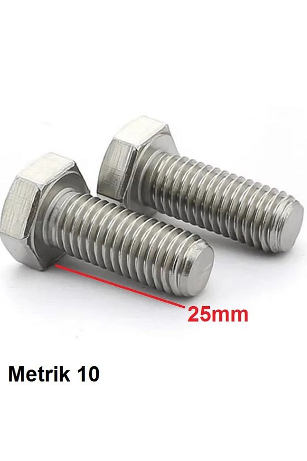 Vida Ve Somun Seti 8 Adet Metrik 10 Vida Ve M10 Somunu Kromajlı Paslanmaz Altıgen Başlıklı - 3