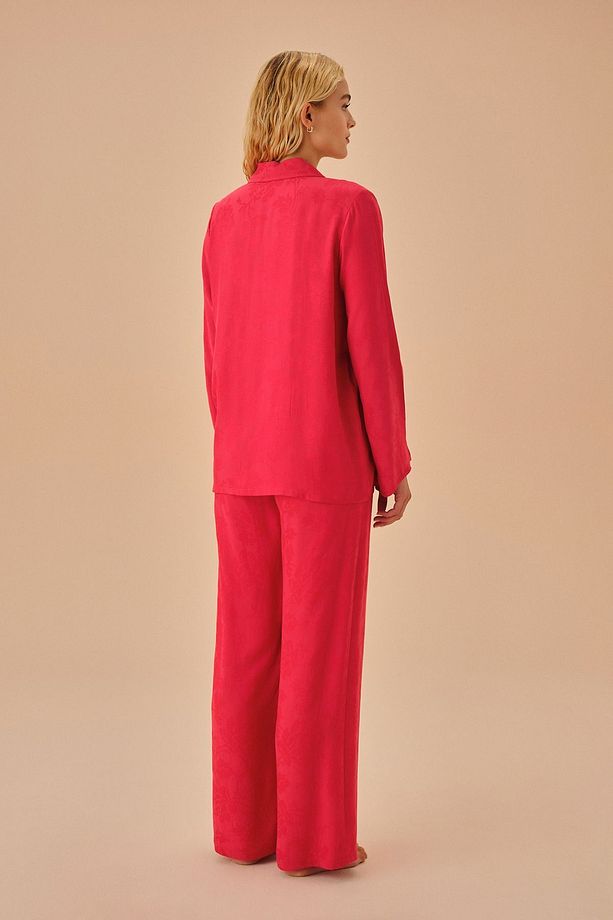 2'li Angelina Maskülen Pijama Takımı Kırmızı Viskon Süprem Basic Uzun Tüm Yaş Grupları Regular Stan - 4