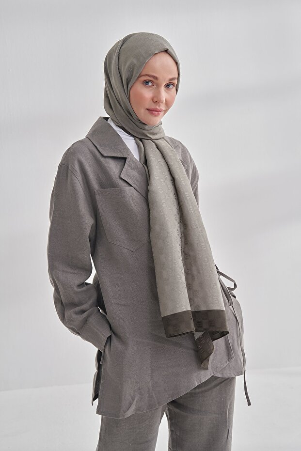 DAMA MONOGRAM ŞAL - KÜL - 1