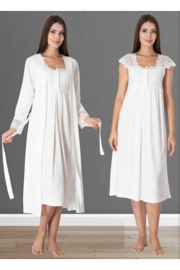 Women's Maternity Maternity Nightgown Set with Dressing Gown