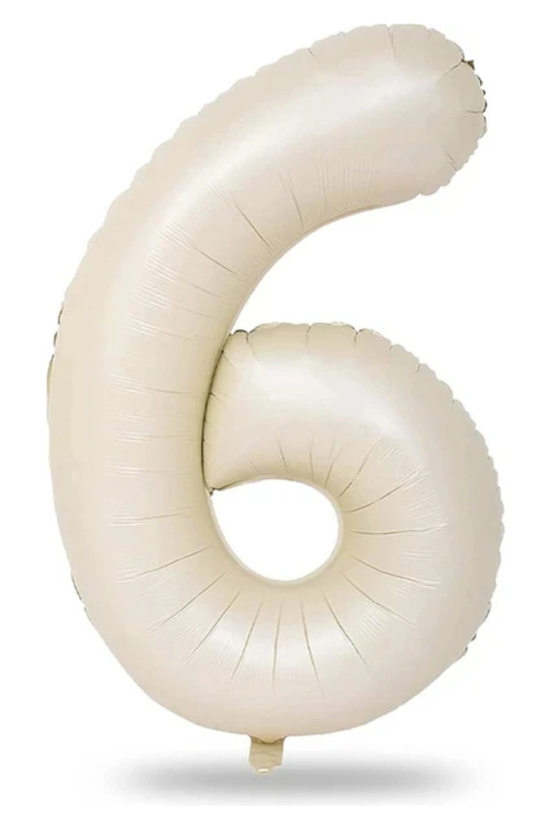 6 Years Old Cream Color Foil Balloon 34 Inch (76-82 cm)