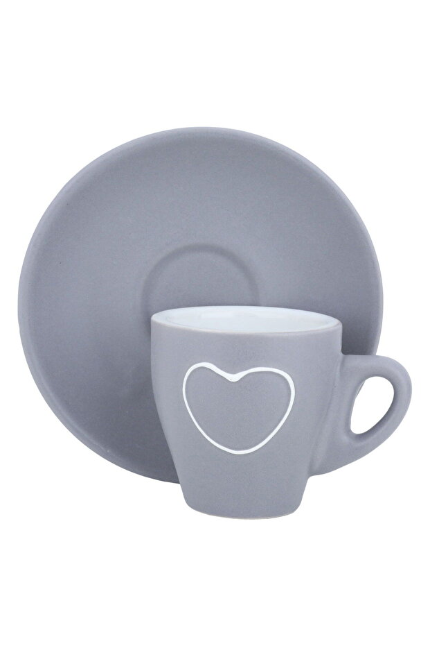 Light gray Turkish coffee cup set, 12 pieces