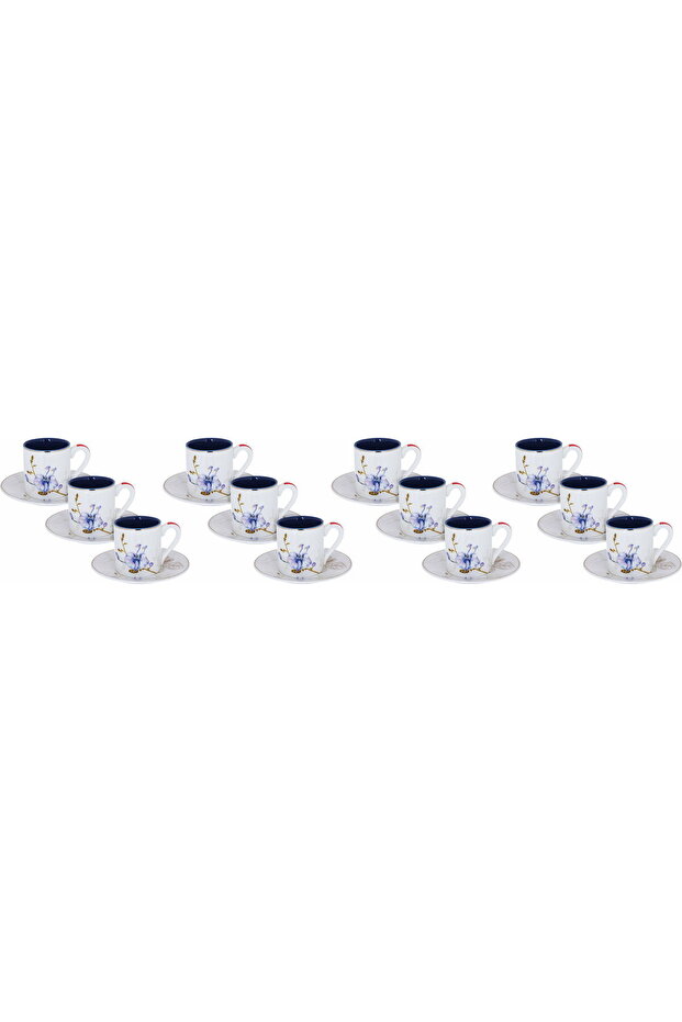 Al Saif Gallery porcelain coffee cups and saucers set, 12 pieces - white