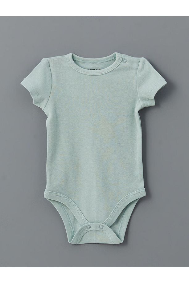 LCW baby Mavi Bisiklet Yaka Basic Erkek Bebek Çıtçıtlı Body 3'lü - 2