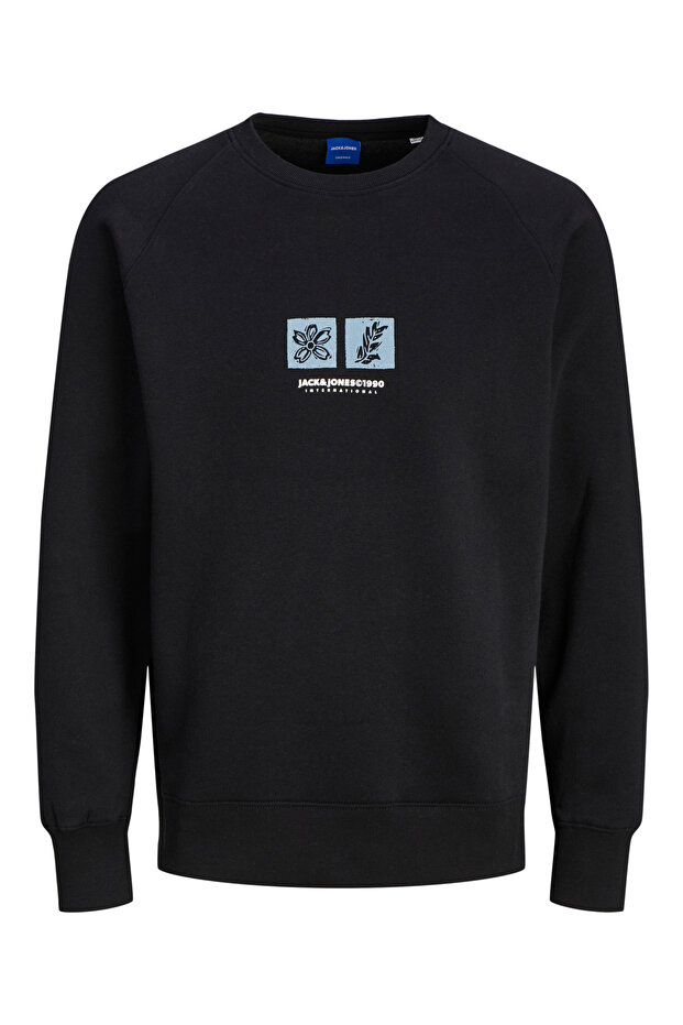 Crew Neck Raised and Printed Men's Sweatshirt