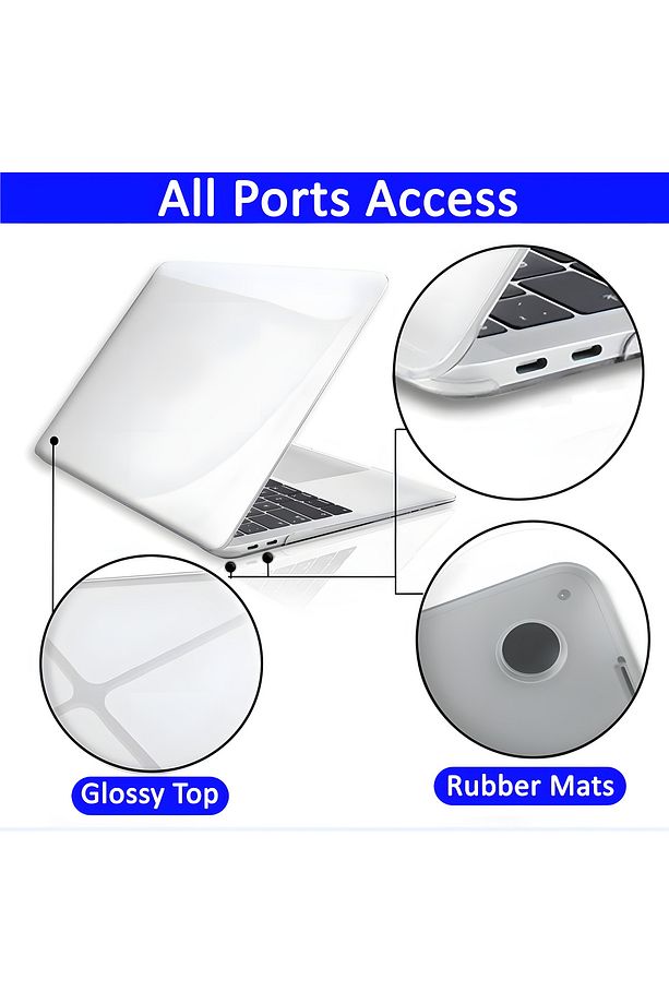 Macbook Pro 14 M1 M2 M3 M4 A2442 A2779 A2992 A2918 A3112 Kılıf Şeffaf Kristal 360 Kapak - 2